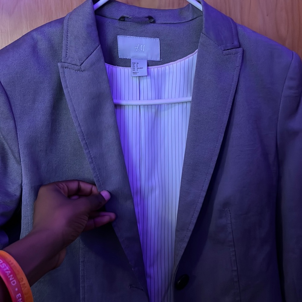 A gray suit, from H&M Size S